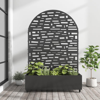 Casaphoria Metal Raised Garden Bed with Trellis and Wheels, 72"x47"x16" Arched Planter Box for