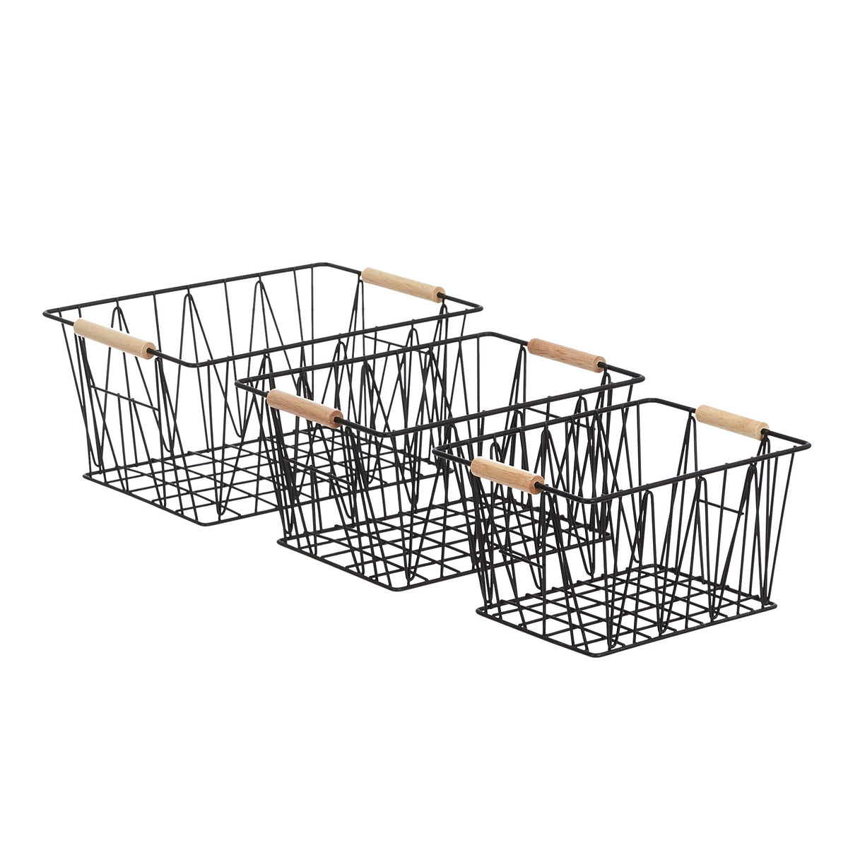 Amazon Basics Stackable Rectangular Wire Storage Baskets for Closet Organization, Set of 3