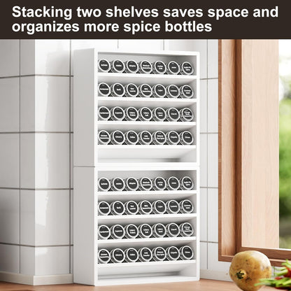 Orimade 4 Tier Spice Rack Organizer for Cabinet, Freestanding Bamboo Seasoning Rack for Countertop