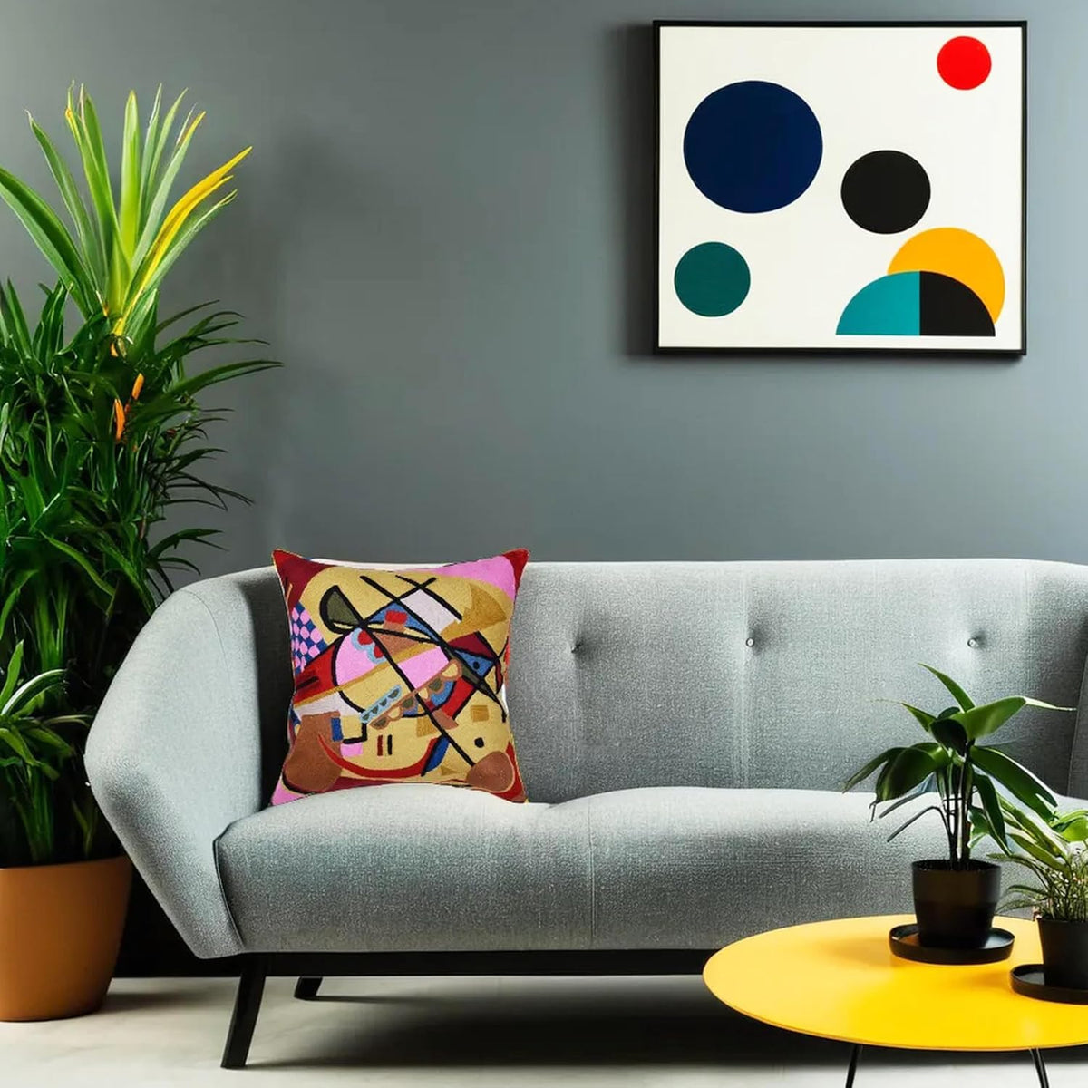 Kandinsky Modern Couch Pillow Cover - Yellow Gold | Abstract, Contemporary, Outdoor, Mid Century