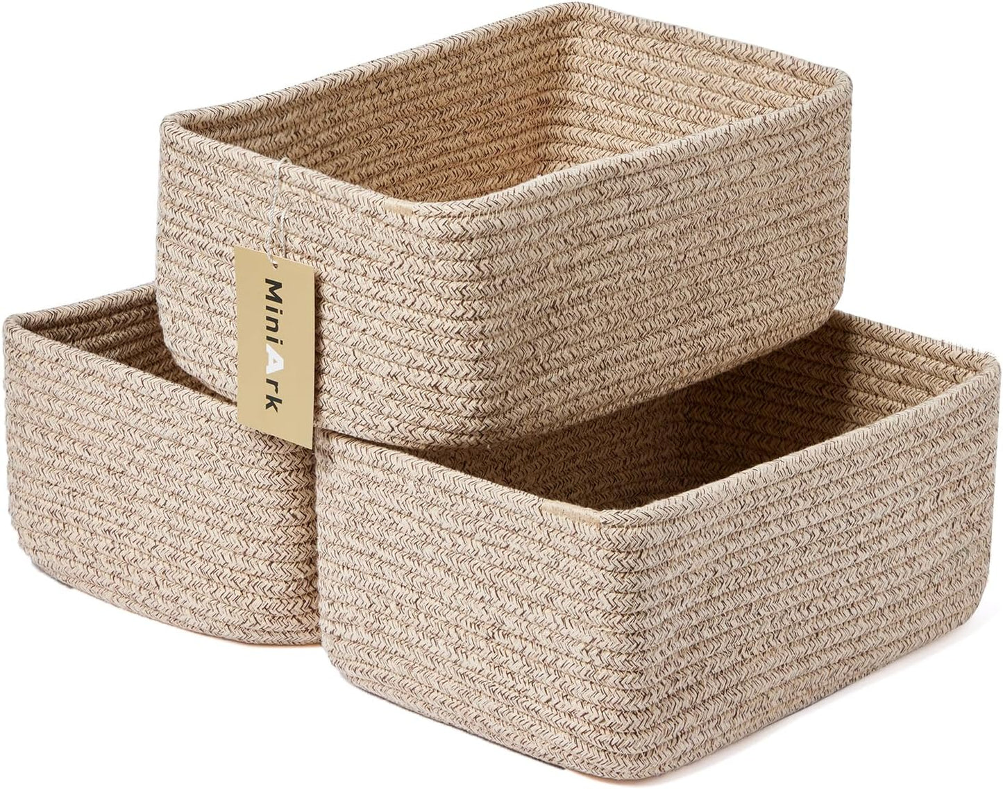 Small Storage Baskets for Organizing | Closet Organizer Bins | Shelf Toy Basket | Woven Rope
