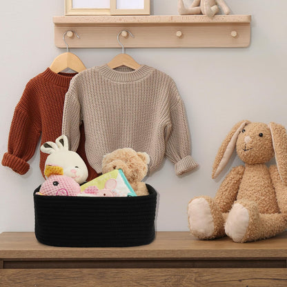 Small Woven Storage Baskets 12“X8”X5“ Decorative Rope Bins for Organizing Shelves, Closets, and