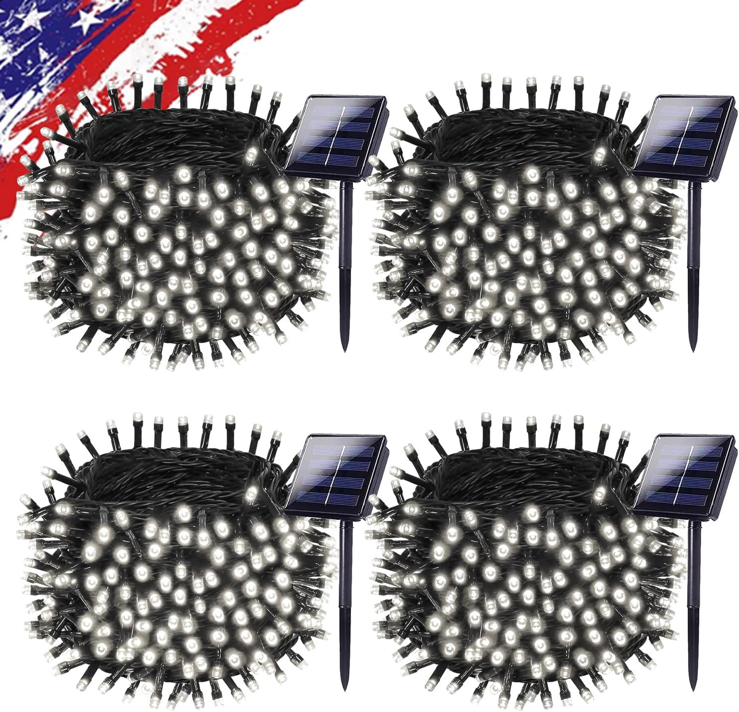 Solar String Lights Outdoor Waterproof 4PK 400LED 132FT Twinkle Lights Auto On/Off Solar Powered