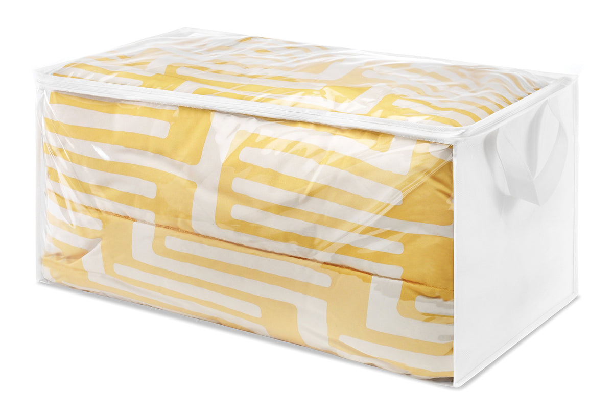 Whitmor 50L Foldable Clear Underbed Storage Bags, Thick Vinyl Closet Organizer with Reinforced