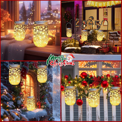 12 Pack Solar Mason Jar Lid Lights - 30 LED Firefly Fairy String Lights, Waterproof Outdoor Solar