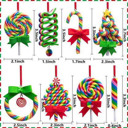 codree 8 PCS Christmas Lollipop Ornaments- Rainbow Lollipop Hanging Ornaments- Christmas Candies