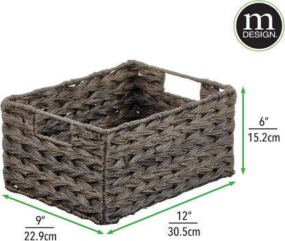 mDesign Woven Farmhouse Kitchen Pantry Food Storage Organizer Basket Box - Container Organization