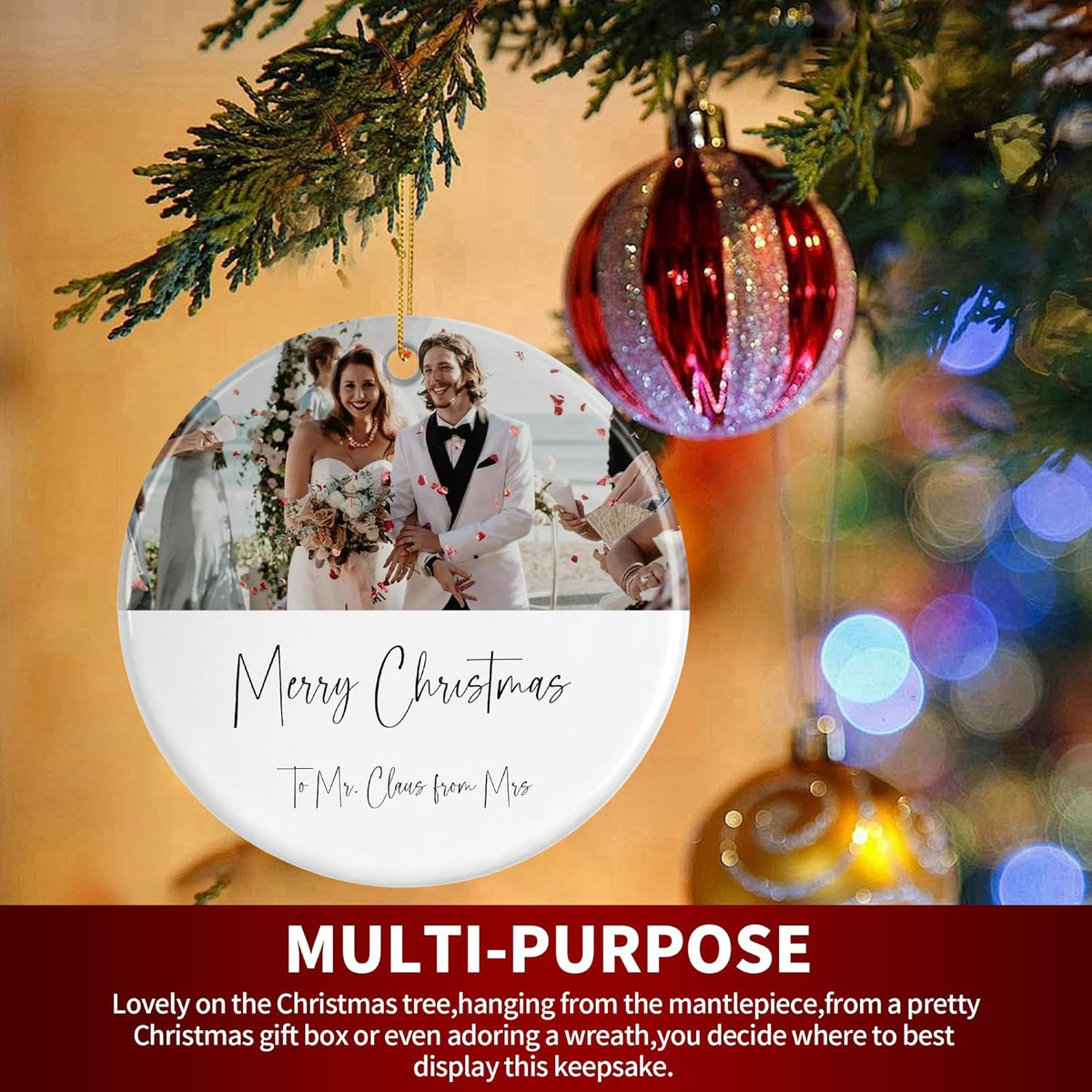 Personalized Christmas Ornaments, Custom Photo & Text 2025 Christmas Tree Ornament, Ideal for Xmas