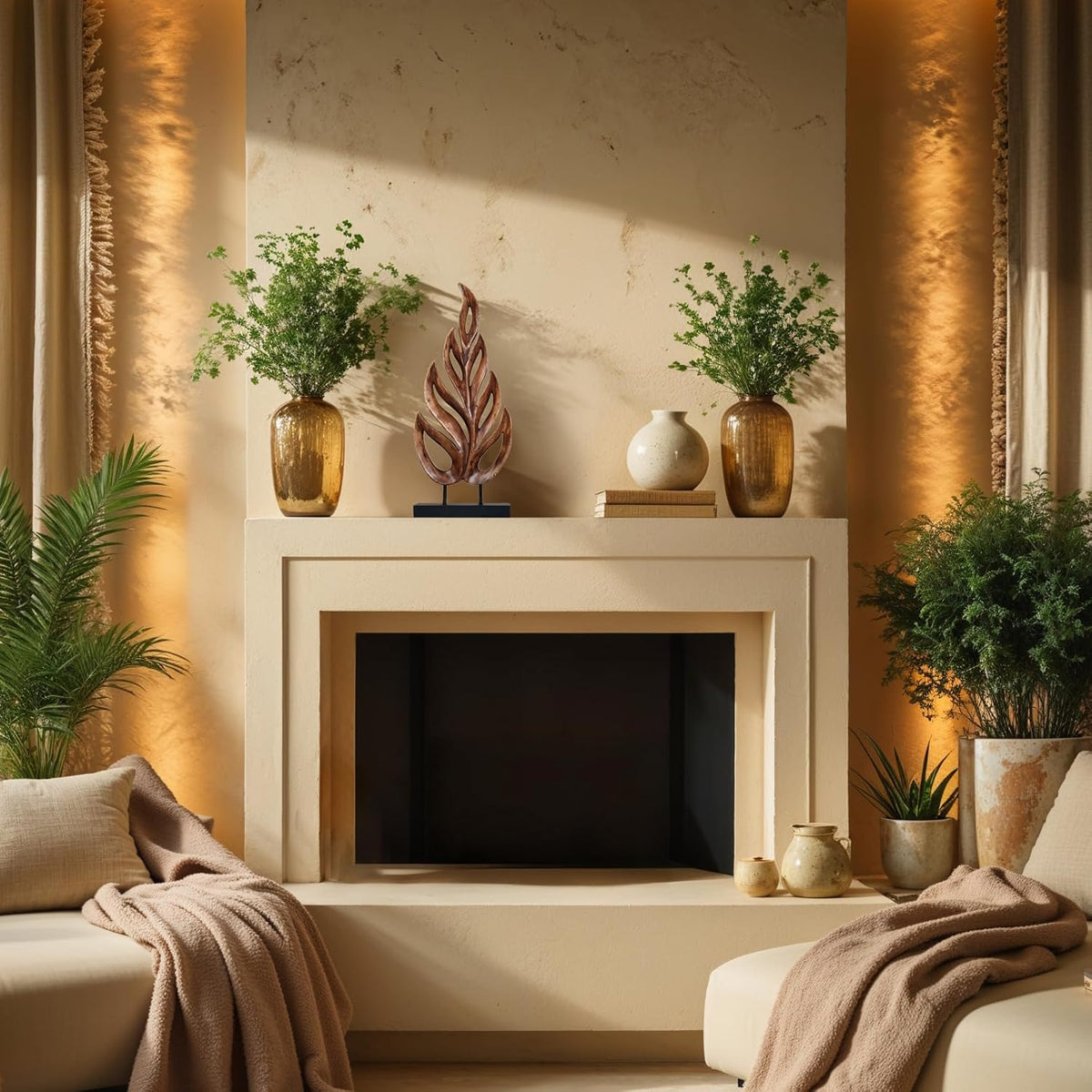 Decozen Wooden Leaf Sculpture - Hand‑Carved Solid Wood Coffee Table Decor and Western Decor Accent