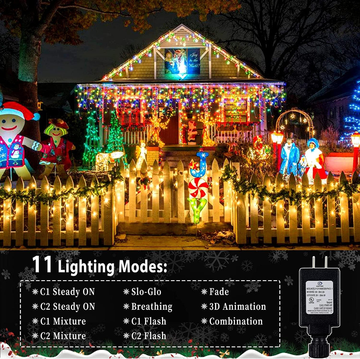 KNONEW Christmas Lights Outdoor Color Changing 400 LED 33ft 11 Modes Curtain Fairy String Light