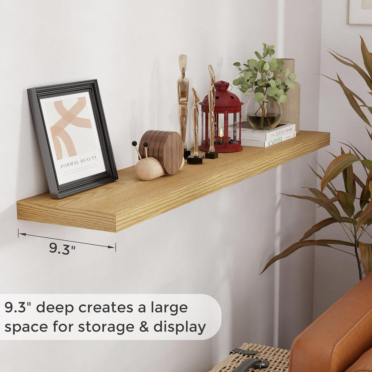 55 Inch Floating Shelves Set of 2, Rustic 55 x 9 Floating Shelf for Wall, 9 Inch Deep Wall Shelves