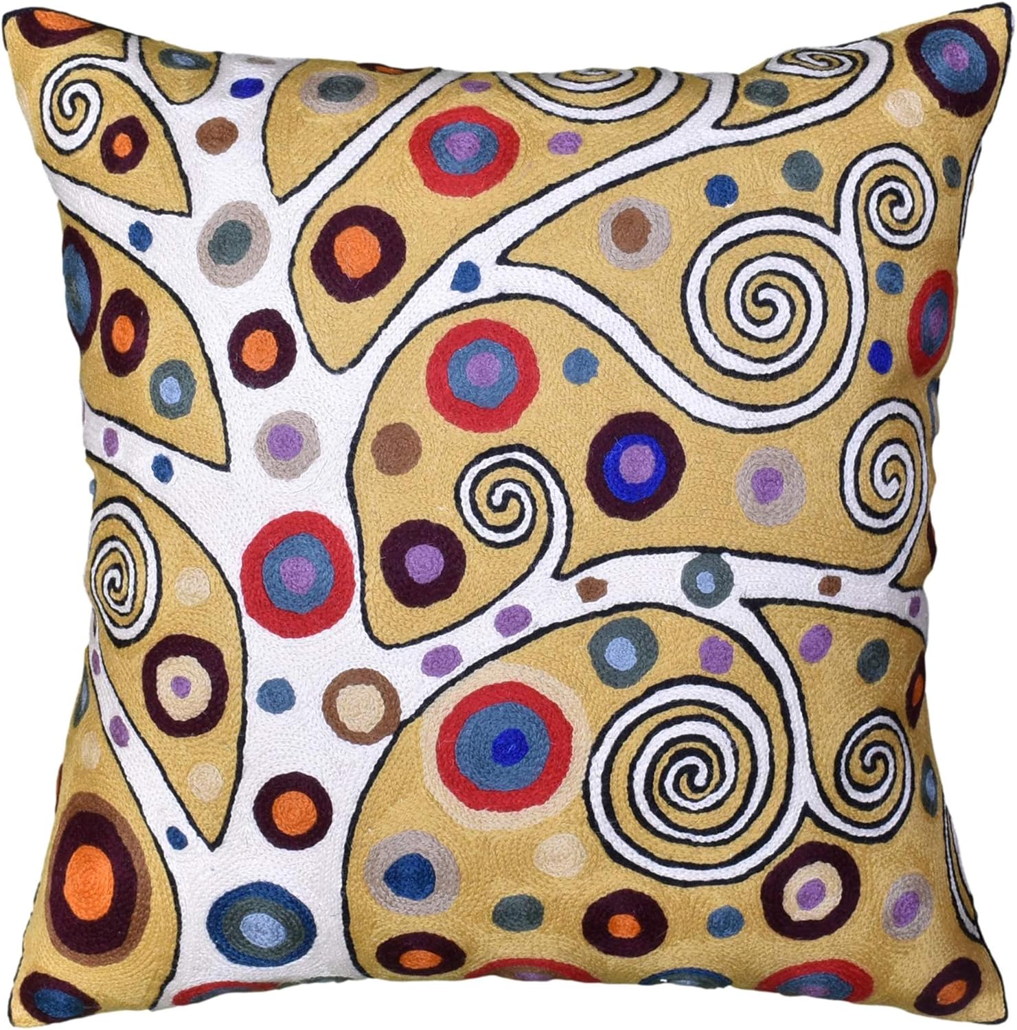 Decorative Pillow Cover Tree of Life Yellow Gold Pillows Botanical Yellows Throw Pillowcase for