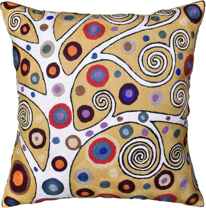 Decorative Pillow Cover Tree of Life Yellow Gold Pillows Botanical Yellows Throw Pillowcase for