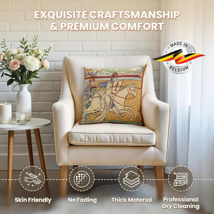 Charlotte Home Furnishings Chevaliers de St.Gregoire Throw Pillow Cover 16" x 16" – Medieval Knight
