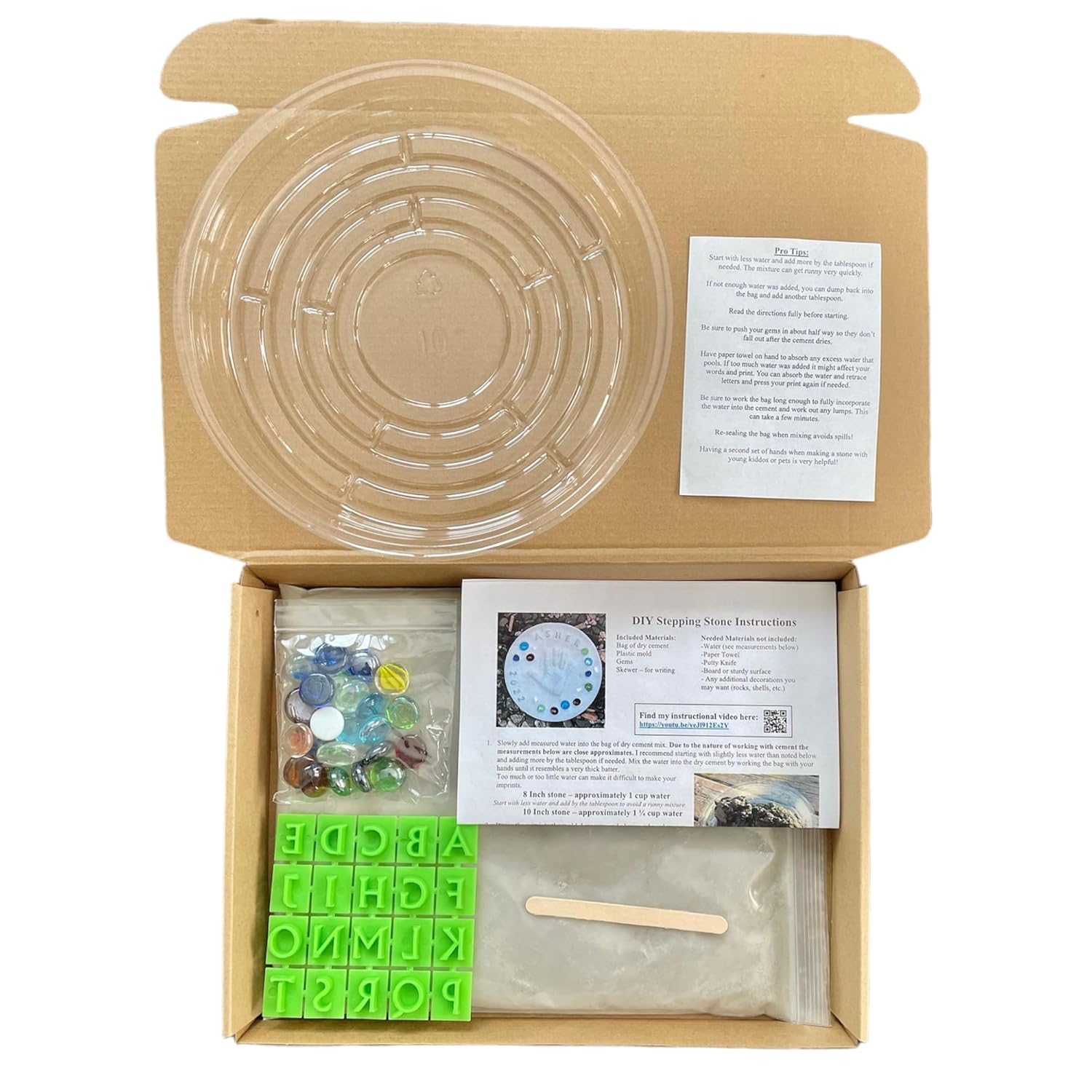 Large DIY Stepping Stone Kit, Handprint Stepping Stone, Mother's Day Gift, Footprint Stepping Stone