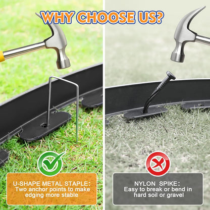 1.5 Inch x 100 FT (Multiple Sizes Available) Landscape Edging, Garden Edging Borders with 100pcs