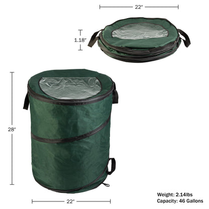 Wakeman Pop Up Outdoor Trash Can, Green, 46 Gallon