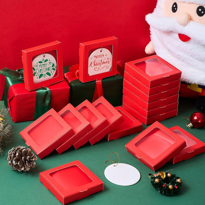 50 Pcs Sublimation Ornament Blanks Box 3.6"x3.6"x0.7" Christmas Ornaments Holder Ceramic Discs