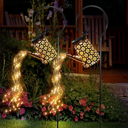 2 Pack Solar Watering Can with Lights,Solar Outdoor Garden Decor Waterproof Hanging Lantern
