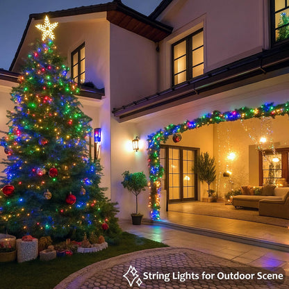 2 Pack String Lights Battery Operated with Timer, 66FT 200 LED Waterproof Battery Twinkle Lights, 8