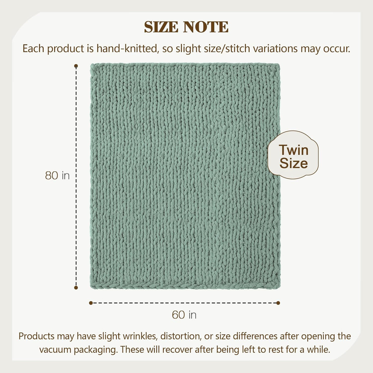 Carriediosa Chunky Knit Throw Blanket 60" X 80" Twin, 100% Hand Made Large Chenille Loop Yarn Soft