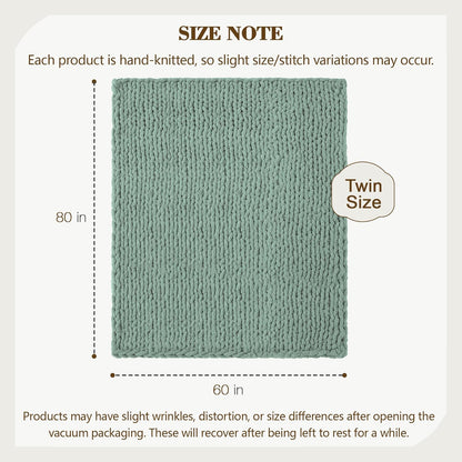 Carriediosa Chunky Knit Throw Blanket 60" X 80" Twin, 100% Hand Made Large Chenille Loop Yarn Soft