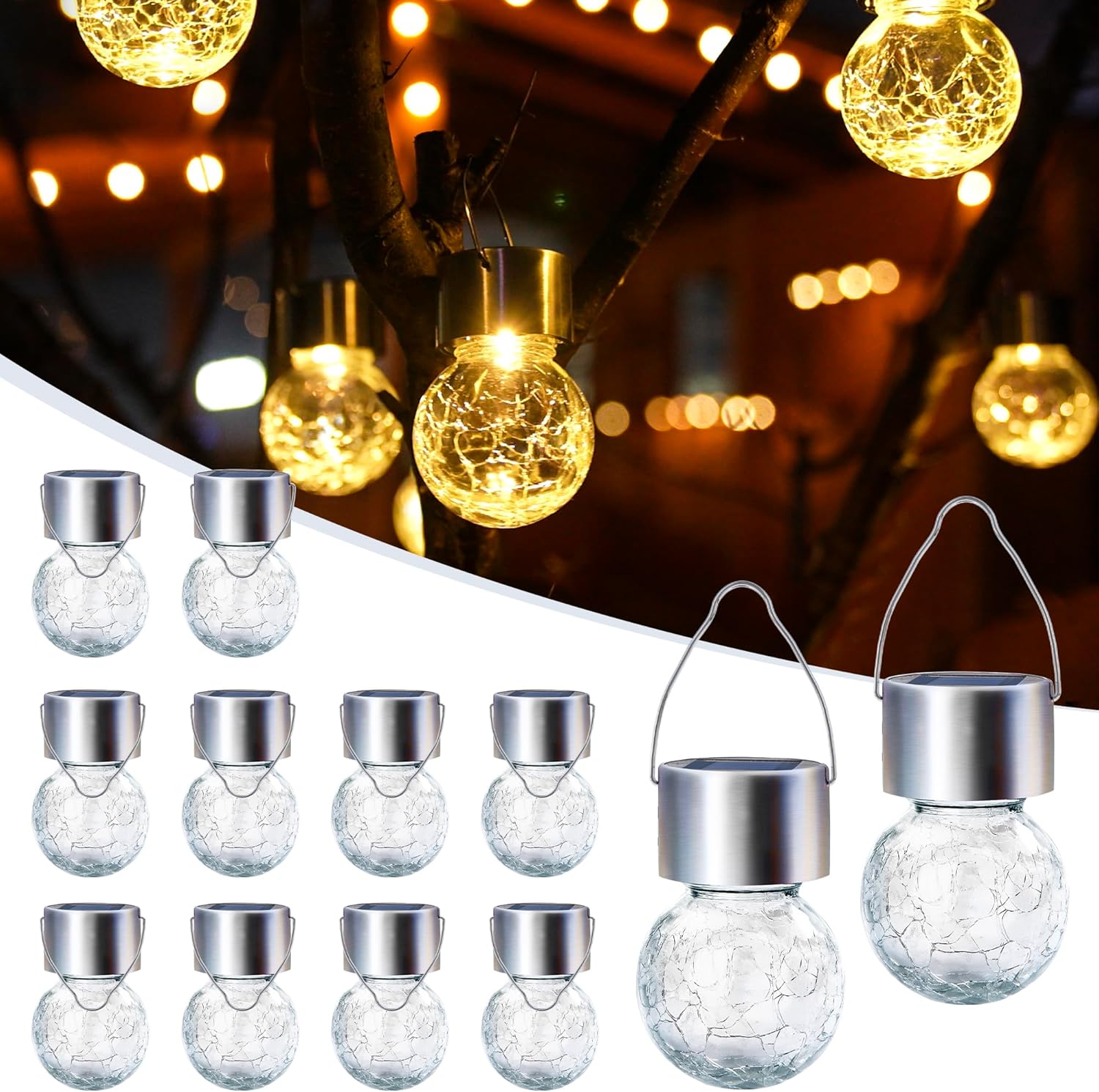 GIGALUMI Solar Lights Outdoor Waterproof ,12 Pack Solar Hanging Lights Garden Decor,Gifts for Women