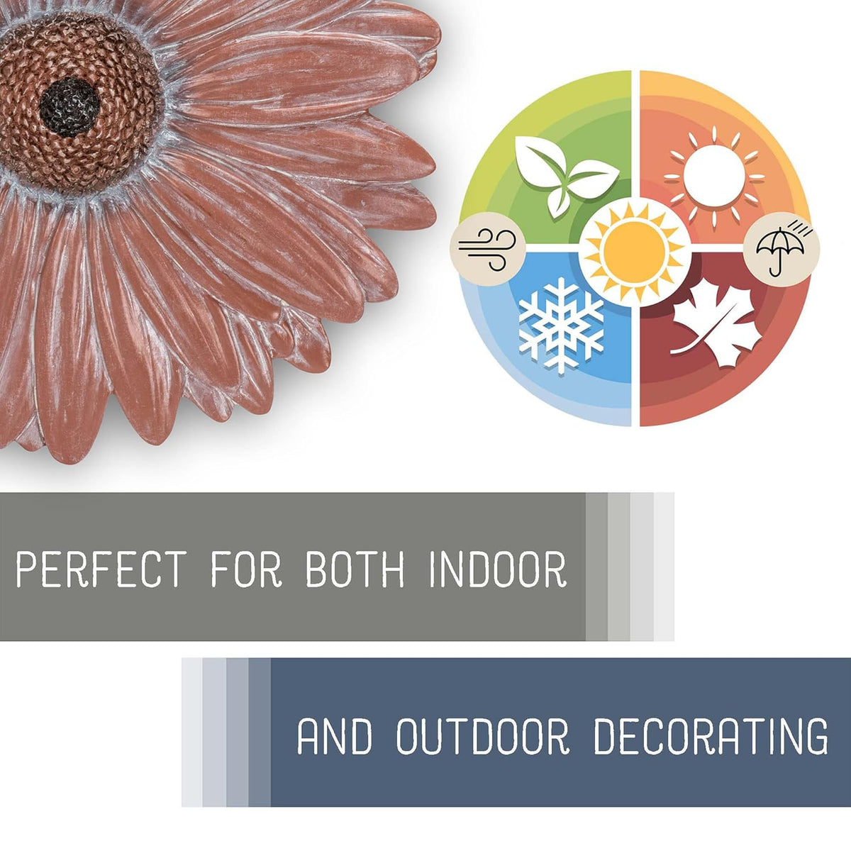 NAT & Jules Gerbera Daisy Flower Shaped Dimensional Indoor Outdoor 12 inch Cast Resin Decorative