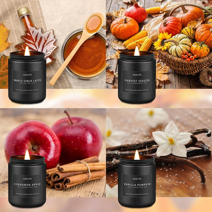 Fall Candle Set | 4 Pack Scented Candles - Autumn Soy Candles for Home Scented, Aromatherapy Gifts