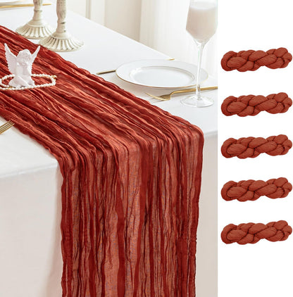 Sioloc Terracotta Table Cloth Cheesecloth Table Runner 10ft Rustic for Tea Wedding Party Baby