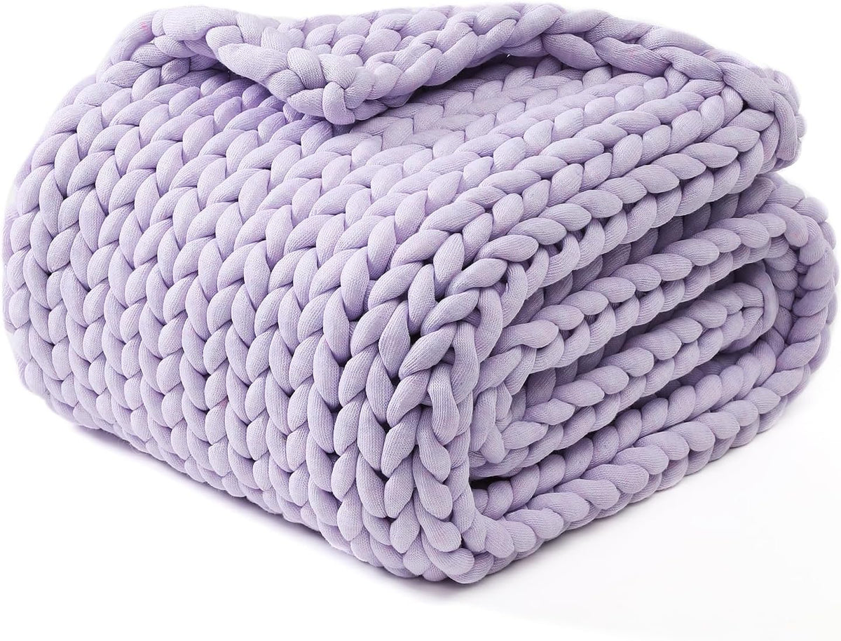 YnM Chunky Throw Blanket, Medium-Weight, Hand Knitted, Skin Friendly, Ventilated and Breathable