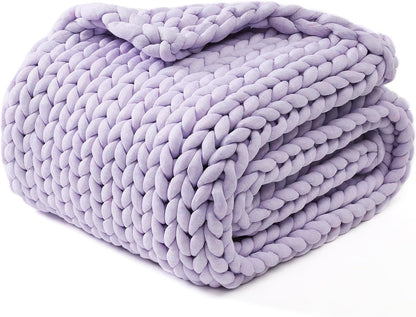 YnM Chunky Throw Blanket, Medium-Weight, Hand Knitted, Skin Friendly, Ventilated and Breathable