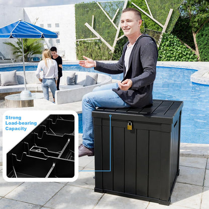 50 Gallon Resin Deck Box, Lockable Outdoor Storage Box for Patio Cushions Storage Furniture,Garden