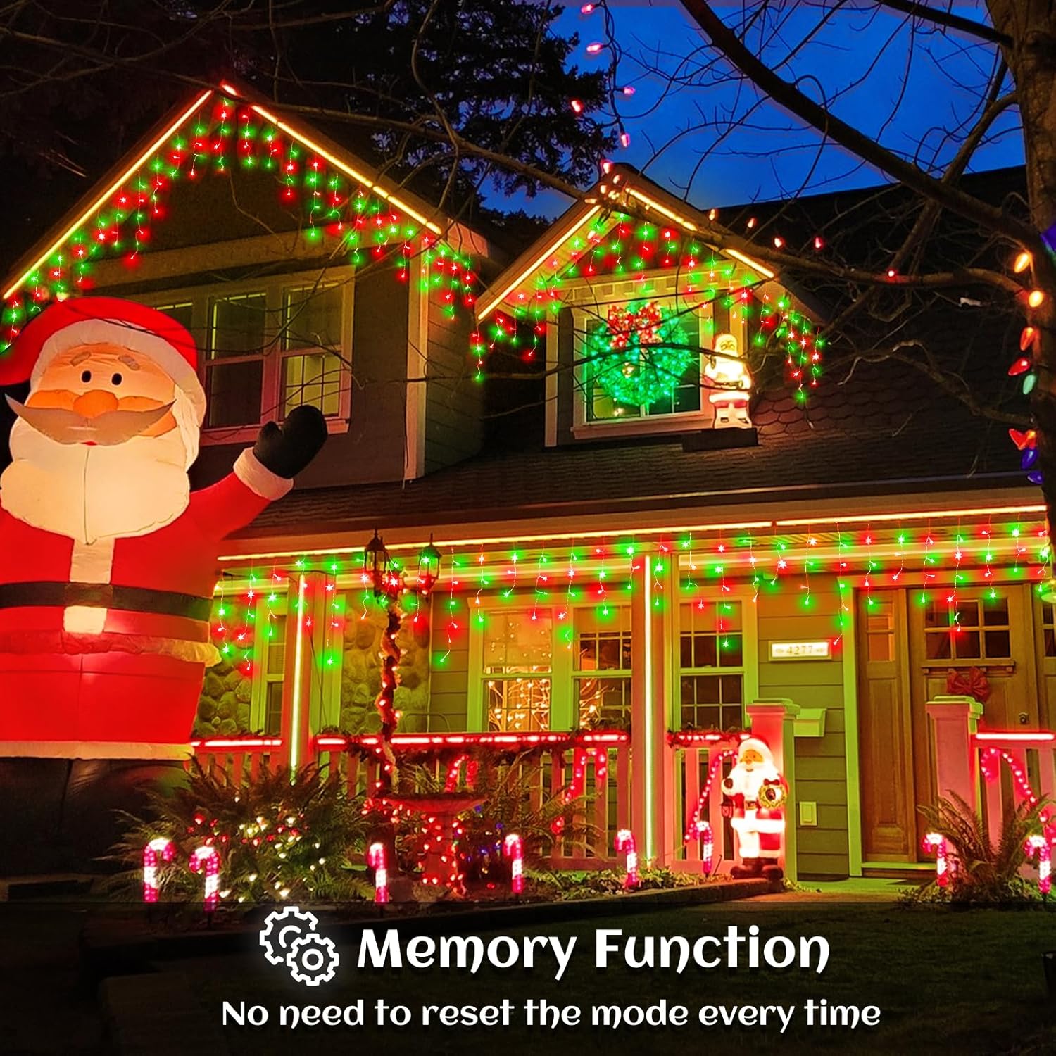 66ft Icicle Lights for Outside, Red and Green Christmas Lights Outdoor Indoor, 640 LED Twinkle