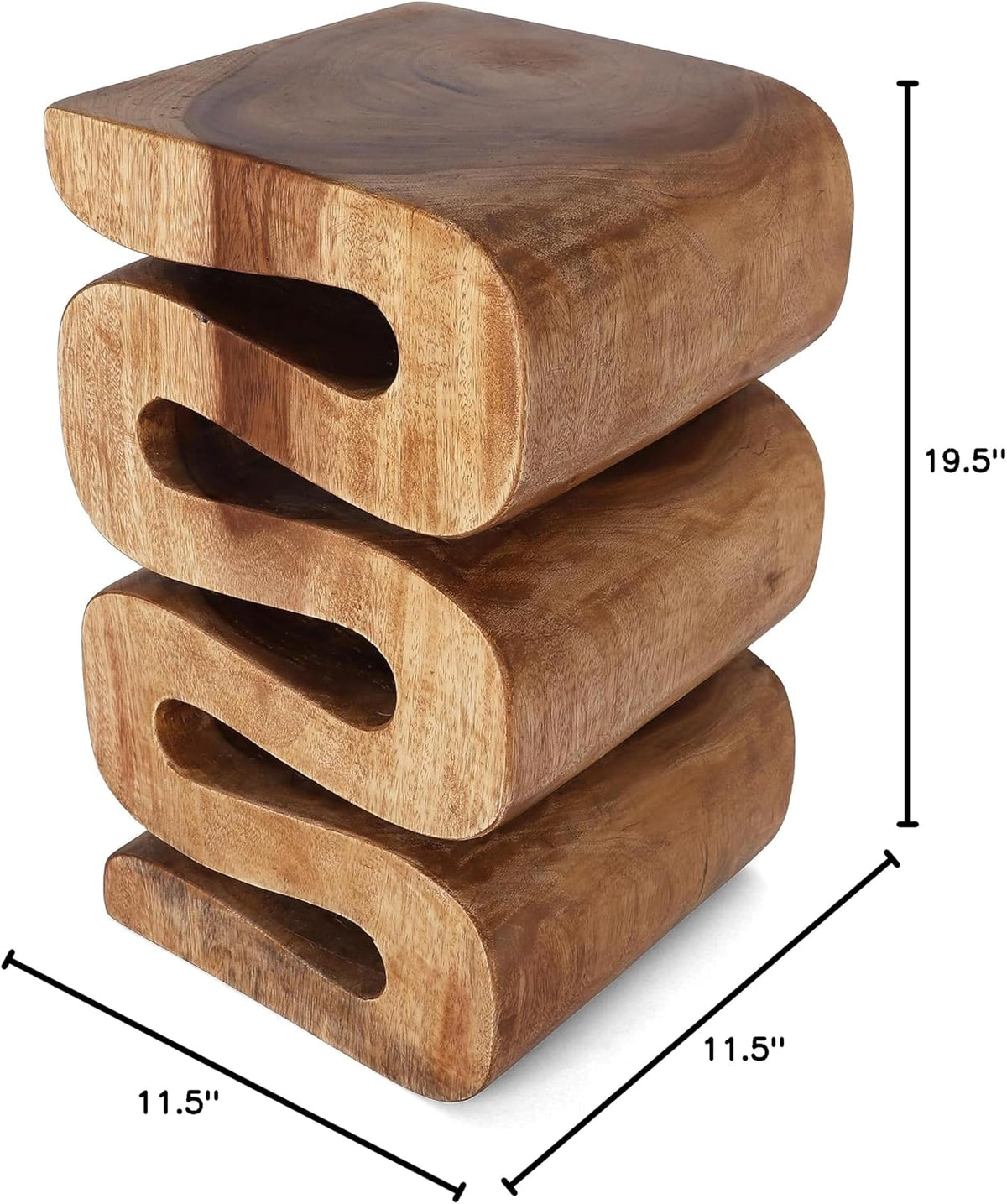 Rutledge & King Aspen Wood End Table - Unique Wooden Side Table - Mid Century Side Table - Saur
