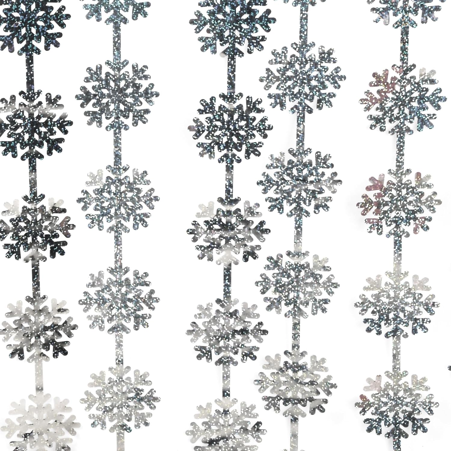 Silver Snowflake Fringe Curtain - GREATRIL Winter Onederland Streamers Backdrop with Sparkling