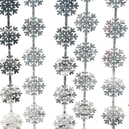 Silver Snowflake Fringe Curtain - GREATRIL Winter Onederland Streamers Backdrop with Sparkling