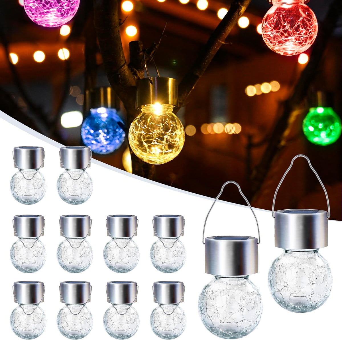 GIGALUMI Solar Lights Outdoor Waterproof ,12 Pack Solar Hanging Lights Garden Decor,Gifts for Women