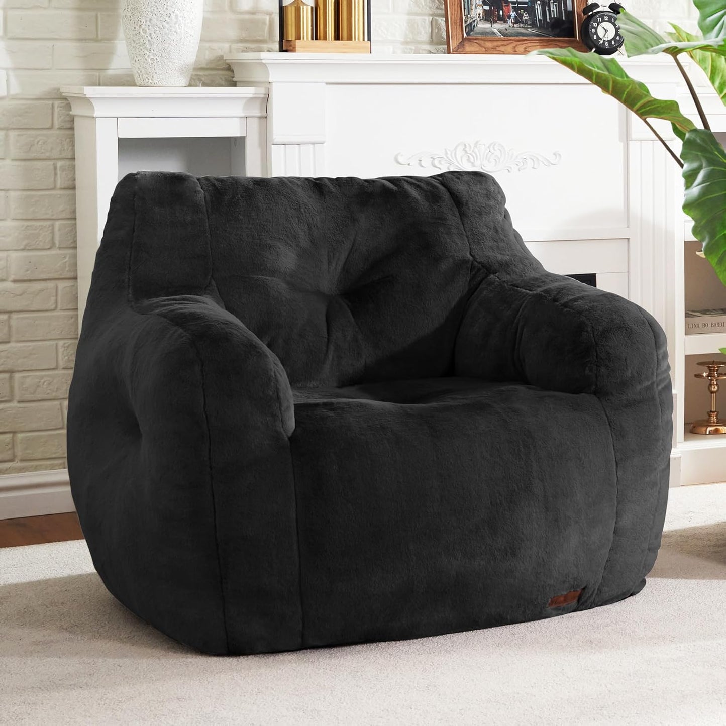 Hobestluk Bean Bag Chair for Adult Small Bean Bag Chairs with Arms Furry Beanbag Chair with Foam
