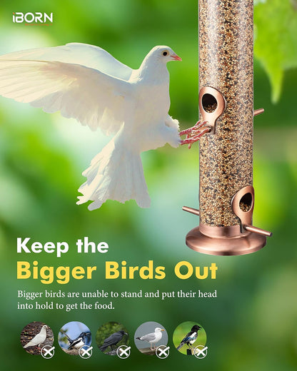 iBorn Metal Bird Feeders Metal Bird Feeder Copper for Outdoors Hanging All Metal Copper Finishing