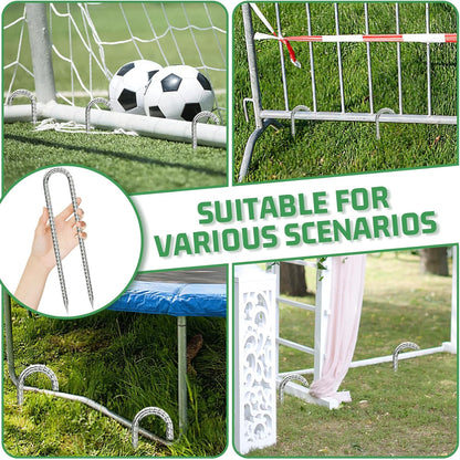 Rebar-Stakes-12-Inch, Ground Stakes Heavy Duty U-Hook Galvanized Anti-Rust Tent Stakes Heavy Duty