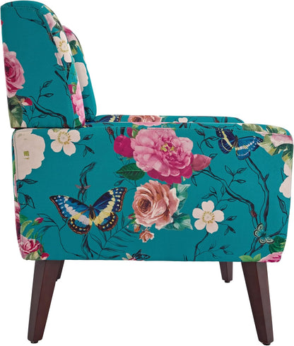 UIXE Floral Accent Chair, Modern Upholstered Armchair in Fabric for Living Room, Comfy Club Arm
