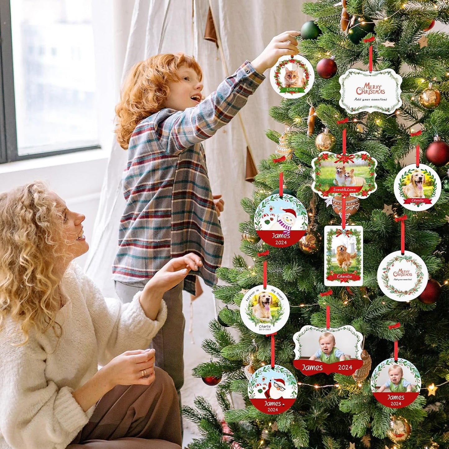 Personalized Christmas Ornament 2025 - Custom Dog Photo & Name, 1st Xmas Gift for Pet Lovers