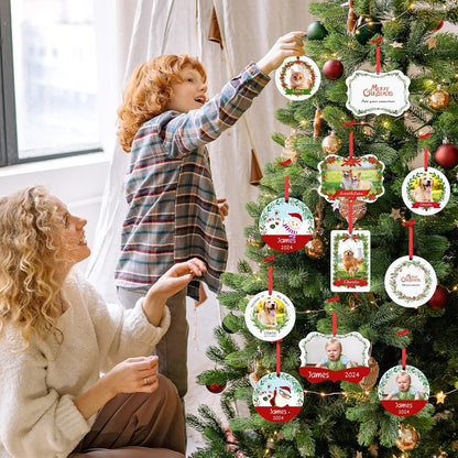 Personalized Christmas Ornament 2025 - Custom Dog Photo & Name, 1st Xmas Gift for Pet Lovers