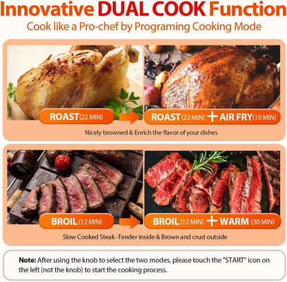 Aeitto® 32-Quart PRO Large Air Fryer Oven| Toaster Oven Combo | with Rotisserie, Dehydrator and