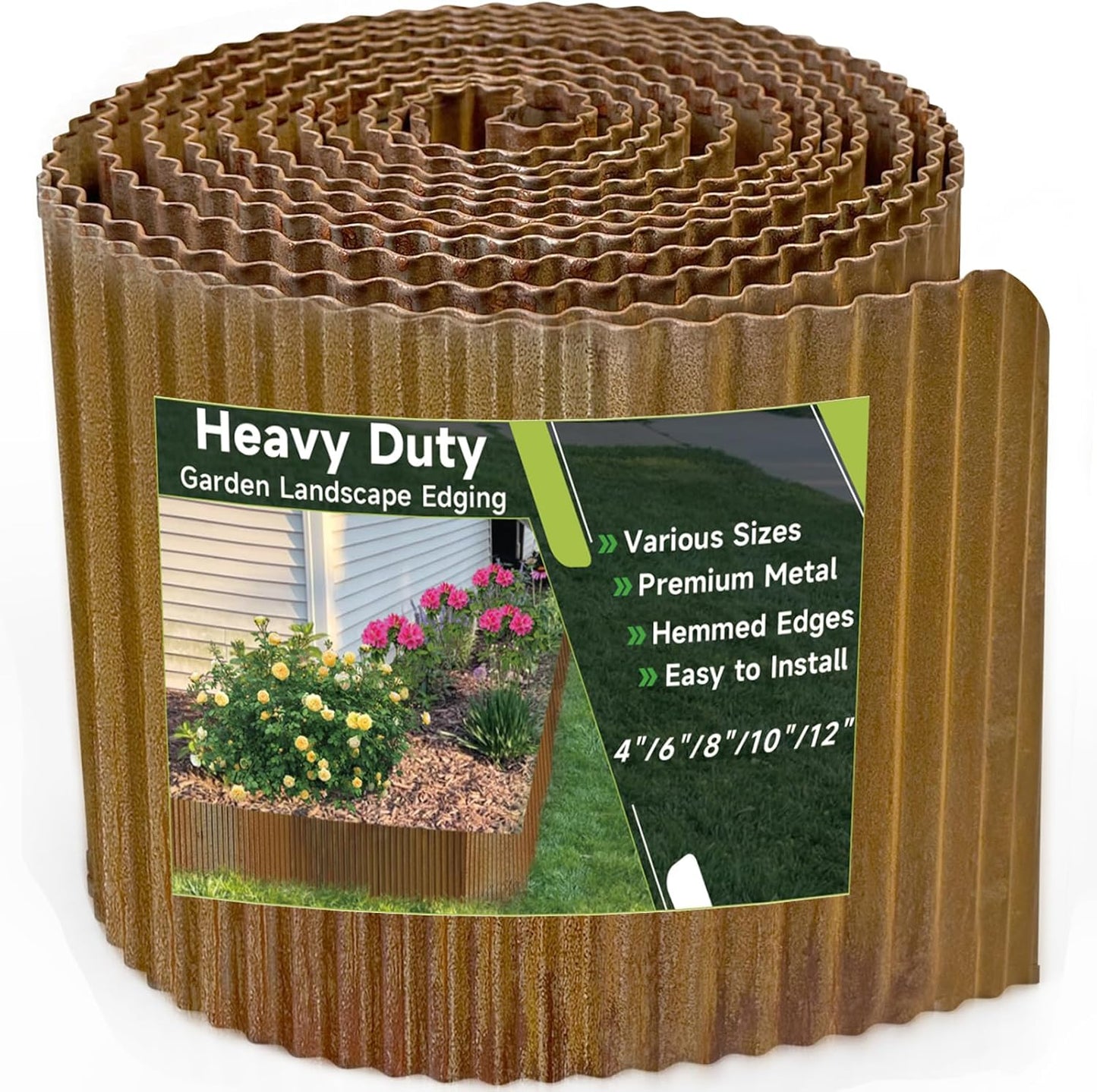 Corrugated Garden Edging,8"×20Ft Pre-Rusted Landscape Edging & Lawn Edging Border,Metal Garden