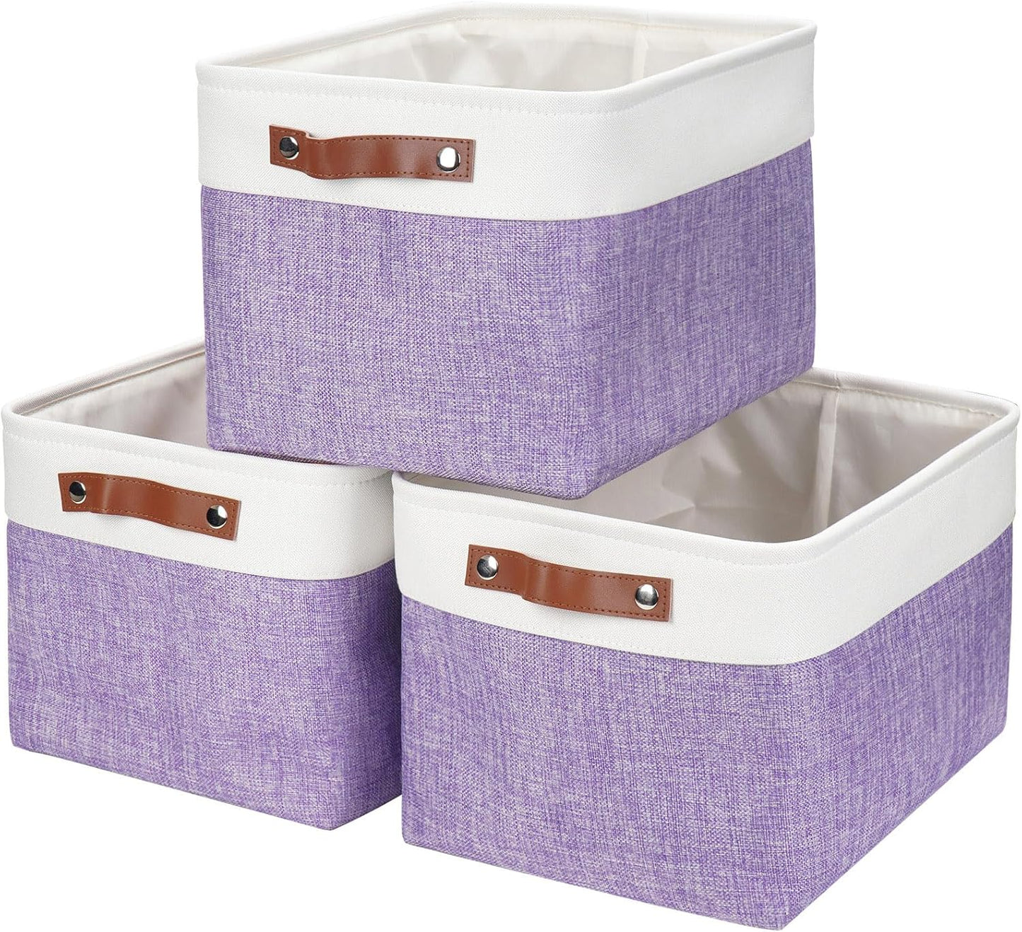 Storage Bins Large Fabric Storage Baskets for Shelves 3 Pack, Decorative Linen Closet Baskets with