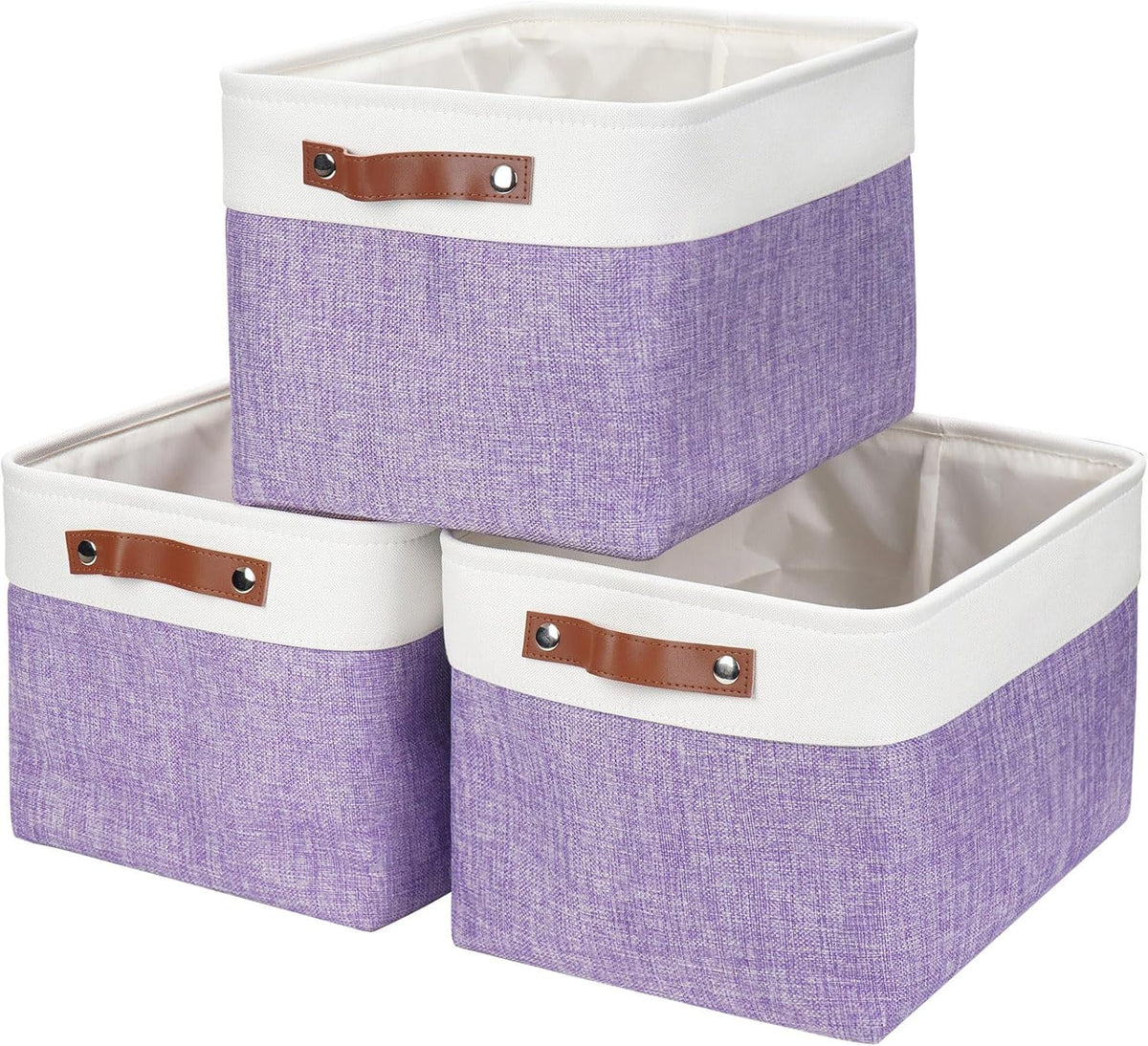 Storage Bins Large Fabric Storage Baskets for Shelves 3 Pack, Decorative Linen Closet Baskets with
