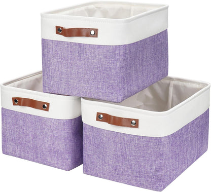 Storage Bins Large Fabric Storage Baskets for Shelves 3 Pack, Decorative Linen Closet Baskets with