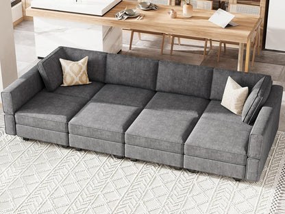 Belffin Modular Sectional Sleeper Sofa Bed Convertible Sectional Couches for Living Room. Dark Gery